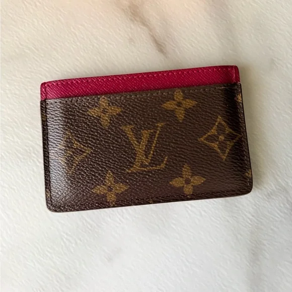 Louis Vuitton Monogram Card Holder with Pink Trim - Picture 2 of 7